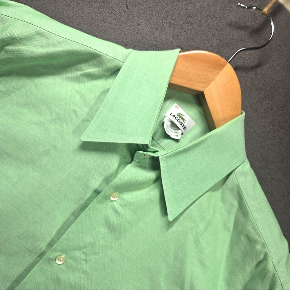 Lacoste Men's Shirt XL 44 Oxford Green Classic Fit Button Up Collared Old Money
